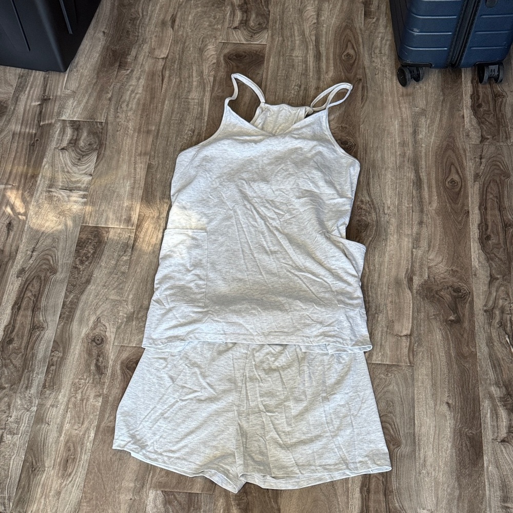 Light Gray Sleeveless Short Set